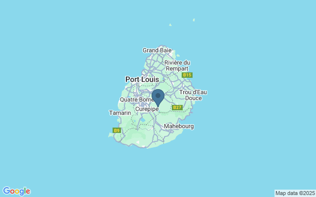 Kaart met locatie Golfen op Mauritius